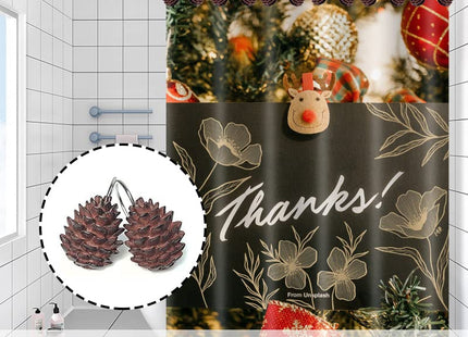 Gracelife Set of 12 Pinecone Shower Curtain Hooks Bathroom Rolling Hangers Curtain Sliding Hooks Resin Pothook