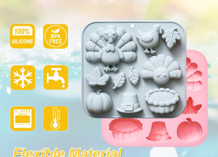 2 Pcs Fall Thanksgiving Chocolate Mold Autumn Pumpkin Turkey Silicone Molds