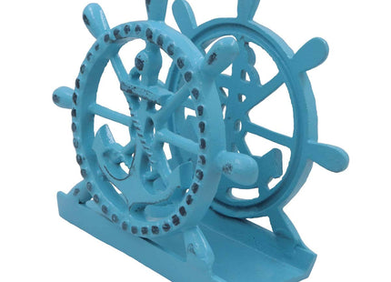 THDC Nautical Napkin Holder, Lunch, Dinner, Nautical Collection Napkin Holder, Made of Metal (Anchor Distressed Blue)