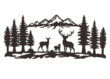 Slickss Deer Wall Art, Mountain Forest Metal Decor for Cabin Lodge