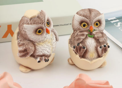 Restynic Owl Figurines Decor, 2 Piece Resin Owl Shelf Statues