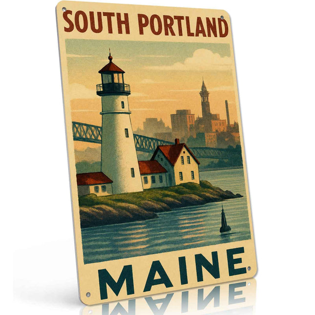South Portland Maine Lighthouse Vintage Metal Signs 8 X 12 Inch