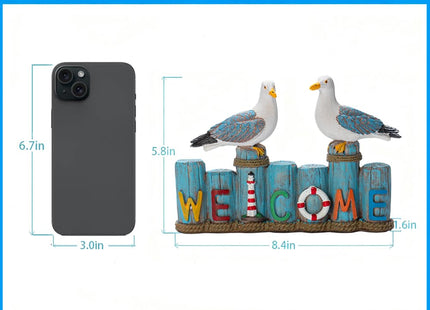 PepFurSt Resin Birds Statues -Welcome Sign, Seagull Nautical Decor,Indoor or Outdoor Decor for Entryway,Garden,Lake&Beach House,Unique Housewarming Gifts