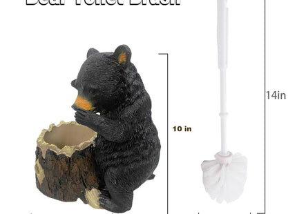 BGBWBFBR Whimsical Black Bear Toilet Brush Holder Set - Unique Cub Shape Decorative Bathroom Cleaning Kit for Cabin Owners, Bear-Themed Home Decor, Cozy Cabin Gifts