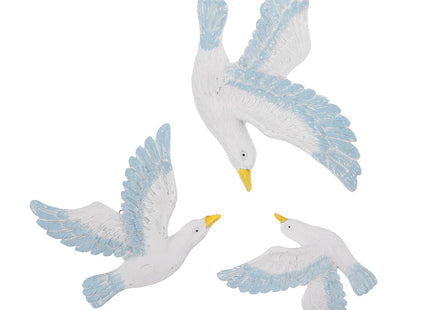 HEALLILY Mediterranean Style Seagull Wall Hanging Decoration 3Pcs Resin Seabirds Nautical Wall Sculptures Coastal Home Decor for Living Room Bar Cafe