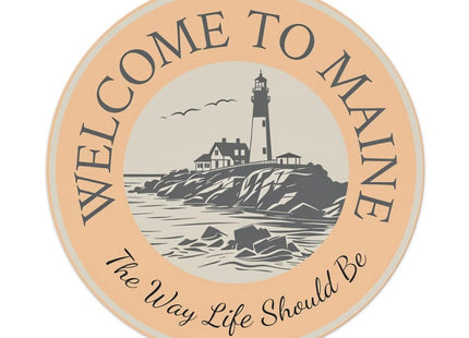 Welcome To Maine Lighthouse Scene Metal Tin Sign Plaque