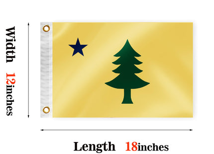 Original Maine State Boat Nautical Flag 12x18 Inch Double Sided 3 Ply ME Marine Flag Nylon Small Yacht Sail Pontoon Boat ATV Truck Bike Motorcycle Banner Brass Grommets Patriotic Outside(Pattern A)