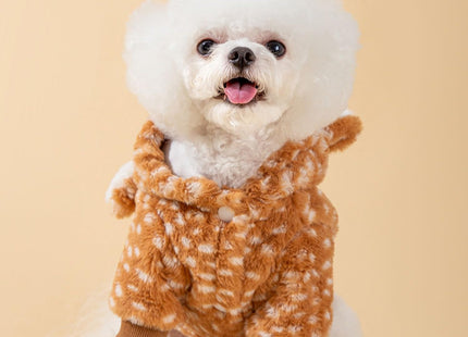 AZA Reindeer Dog Costume Fluffy Christmas Clothes Moose Coat Winter Pet Hoodies Puppy Girl Cute Coat Outfits for Small Dogs Costumes (M（Suitable：5.5lb-9lb）,Moose Brown)