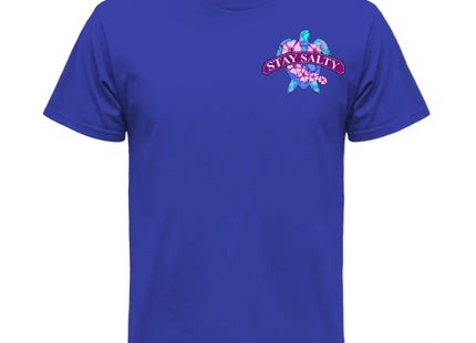 Southern Attitude Stay Salty Flower Turtle Sea Turtle Royal Blue T-Shirt