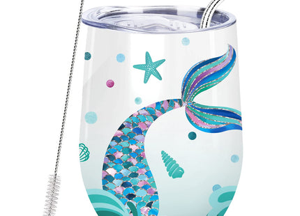 NymphFable 12 oz Mermaid Insulated Stainless Steel Tumbler with Straw Lid