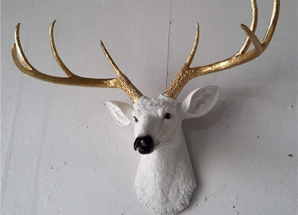 YJ Home Larger Faux Deer Head - Rustic Wall Decor Deer Antlers,Faux Taxidermy Animal Head Wall Decor - Handmade Farmhouse Decor