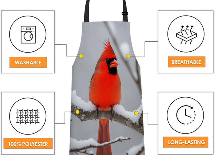 Xuwenz Red Cardinal Waterproof Apron Kitchen Chef Aprons Bibs for Grooming Cooking Baking Painting Gardening