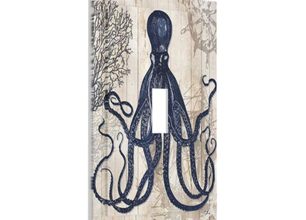 Ocean Theme Sea Animal Octopus Single Toggle Light Switch Cover Decorative 1 Gang Wall Plate Electrical Switchplate Faceplate for Bathroom Kitchen Home Decor