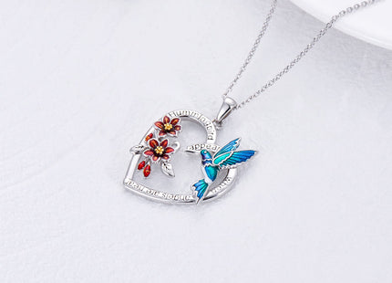 LONAGO Hummingbird Necklace Hummingbird Heart Pendant Necklace 925 Sterling Silver Hummingbirds Necklaces Gifts for Women