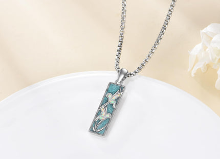 HKPATOP Hummingbird Necklace 925 Silver Hummingbird Turquoise Bar Pendant