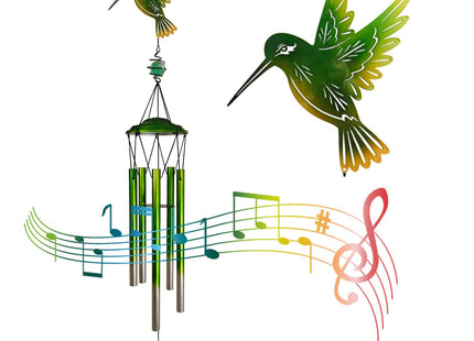 Hummingbird Wind Chimes, Outdoor Metal Wind Chimes Decor for Outside/Indoors, Home, Lawn, Porch, Patio, Gifts,Garden,Yard Decoration (Green Hummingbird)
