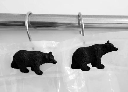 Twofishes Black Bear Lodge Shower Curtain Hooks Set of 12 Black Bear Lodge Shower Curtain Rins Set of 12
