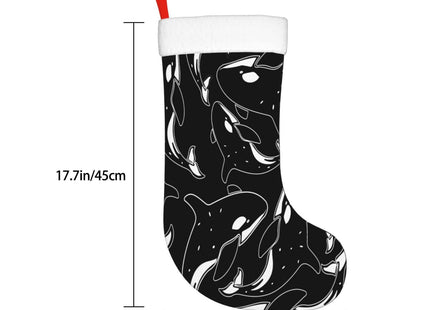 FYCFSLMY Whale Orca Killer Black Large Christmas Stockings, Xmas Tree Fireplace Hanging Decorations for Home Holiday Decor