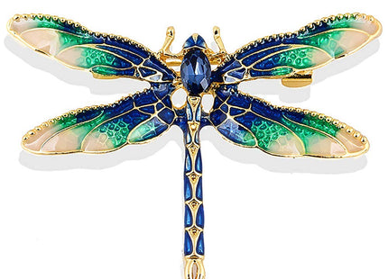 Gleamart Enamel Dragonfly Brooch Insect Animal Dragonfly Pins for Women Blue with Green