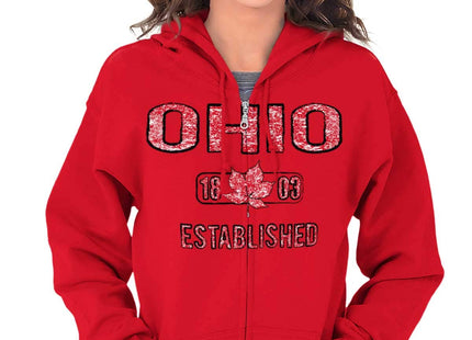 Brisco Brands Maine Lobster Stenciled Distressed ME Zip Up Hoodie Mens Womens Red
