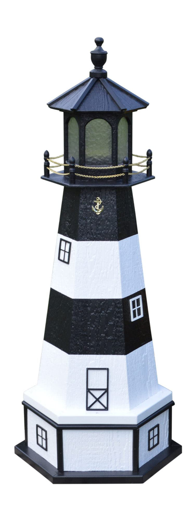 Amish-Made Fire Island, NY Replica Outdoor Lighthouse with Base and Solar LED Light, 70" Tall