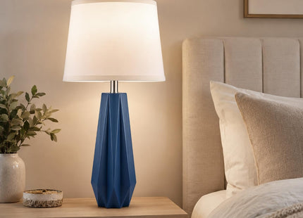 SoftLume 28'' Table Lamps Set of 2 for Living Room, Navy Blue Coastal Lamps