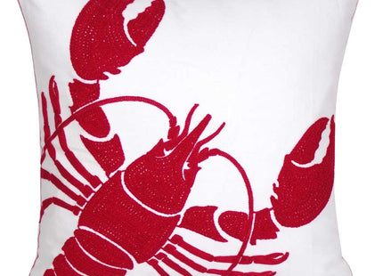 DECOPOW Embroidered Nautical Lobster Decor Pillow Cover,Square 18 Inches Decorative Canvas Pillow Cover for Nautical Style Deco by (Red-Lobster)