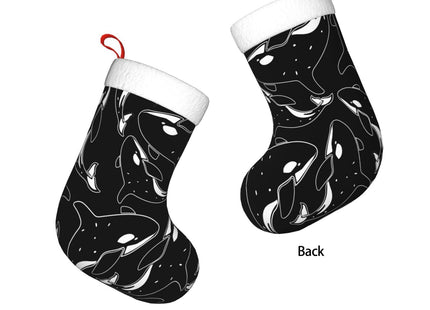 FYCFSLMY Whale Orca Killer Black Large Christmas Stockings, Xmas Tree Fireplace Hanging Decorations for Home Holiday Decor
