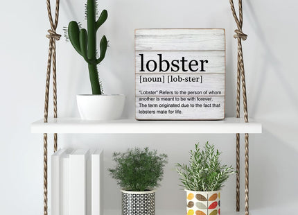 Lobster Definition Decor Lobster Definition Wooden Box Sign Rustic Desk Decorative Wooden Sign Home Decor for Desk Table Shelf 5 x 5 Inches