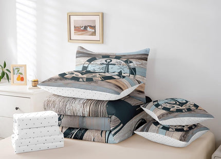 Erosebridal Nautical Bed in A Bag,Vintage Anchor Comforter Set Queen