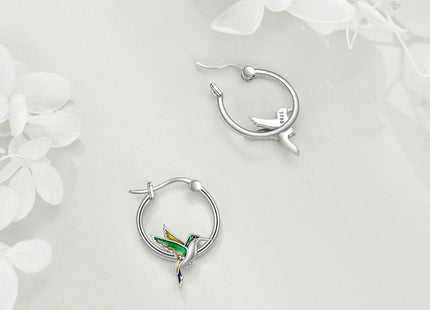 YAFEINI Hummingbird Hoop Earrings 925 Sterling Silver Cute Animal Hummingbird Earrings Jewelry Gifts For Women