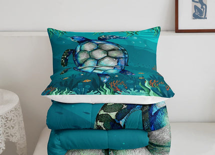 jejeloiu Sea Turtle Ocean Fish Comforter Set Twin Size Kids Boys