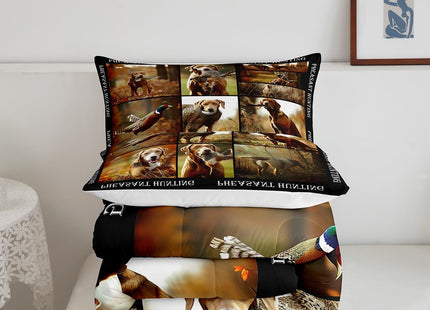 Erosebridal Pheasant Hunting Comforter Set Queen Size Duck Hunting Bedding Set Boho Farmhouse Wild Animals Down Comforter Woodland Fall Leaves Bedroom Decor Duvet Set for Kids Boys Girls Teens