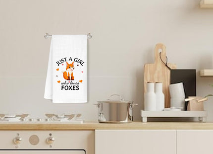 Jvpke Fox Decor,Fox Gifts for Girls Women,Just a Girl Who Loves Foxes Kitchen Towels,Red Fox Dish Towels for Kitchen Decorative,Fox Dish Towels Kitchen Decorative Bathroom Hand Towels 16×24