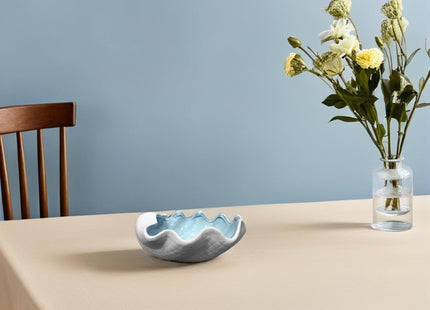 Garneck Shell Shape Jewelry Dish Tray - Ceramic Shell Candy Server Bowl - Multifunction Seashell Decor Bowl for Home Organising Jewellery, Holding Food (Bule)