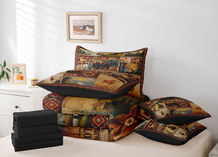 Feelyou Bear Comforter Set Twin Size 7 Pieces Rustic Cabin Lodge Country Bedding Set for Kids Girls Nature WildLife Bed in a Bag with Comforter, Sheets,Farmhouse WesternSouthwestern Plaid Grid Quilted