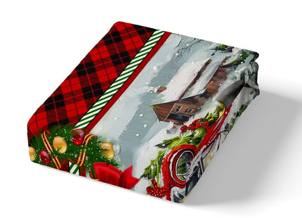 Homewish Christmas Truck Duvet Cover Set Twin Size Kids Girls Boys Red Plaid Decor Pine Tree Bedding Set 2pcs Winter Snow Comforter Cover Happy New Year Quilt Cover,1 Pillowcase (No Comforter)