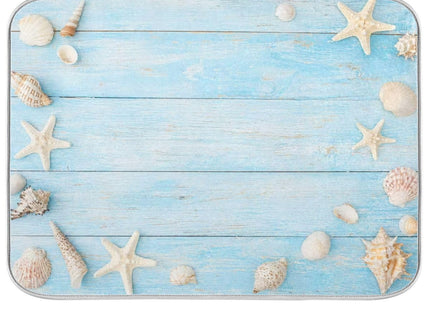Seashells Starfish Dish Drying Mat for Kitchen Counter Super Absorbent Dish Mat Drying Kitchen Mat 16X18 inch Dish Drying Matt for Kitchen Dish Drying Mat