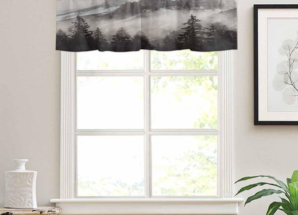 Nature Mountains Window Valance Curtain Natural Smokey Mountain Forest Idyllic Valance Tier Curtain Blackout Rod Pocket Curtain Valance for Kitchen/Bedroom/Living Room/Bathroom, 1 Panel, 54 x 18 Inch