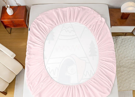 Manfei Happy Camping Campers Fitted Sheet Twin, Tent Pines Bear Sketch Bedding Set, Happy Outdoors Natural Bed Cover 2Pcs for Kids Teens Adults Room Decor,Rustic Pink Bed Sheet Set with 1 Pillowcase