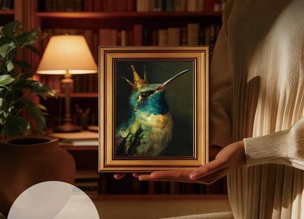 Whimsical Hummingbird Gold Framed Canvas Wall Art 8x10