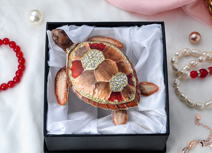 Sea Turtle Trinket Box, 4.5" Turtle Figurine, Hinged Jewelry Box
