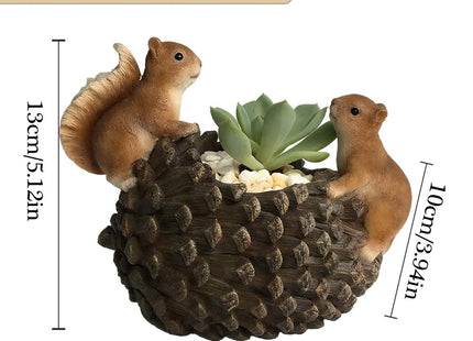 BAOTXHBR Squirrel Succulent Plant Pot Outdoor Small Planter Mini Resin Animal Planter for Home Decoration and Desk Decoration (Succulent Not Included) (Squirrel)