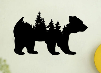 Resama Metal Wall Art Forest Modern Pine Tree Animal Bear Rustic Art Decor