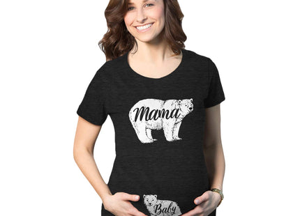 Maternity Mama Bear Baby Pregnancy Announcement Cute T Shirt Black 3XL
