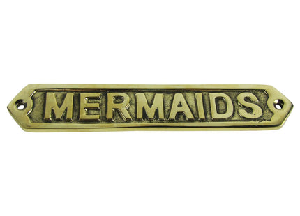 Solid Brass Mermaid Nautical Decor Ship's Sign