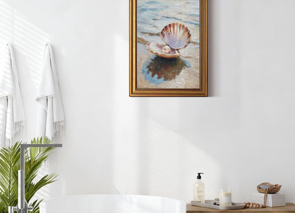 InSimSea Gold Framed Vintage Seashell Pearl Hand-Painted Wall Art, 12x16in