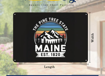 Maine The Pine Tree State Home Decoration Metal Tin Sign 8X12 Inches Wall Art Outdoor Garden Decor