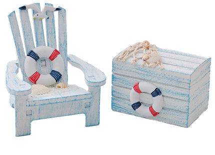 AzsVbvs 2 Pack Wooden Handmade Mini Chair Box Beach Decor Nautical Theme Decoration for Home Office Desk (Life Ring)