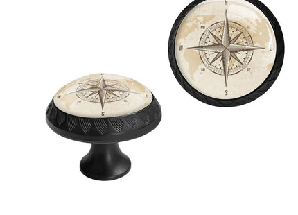 Elohiym 6 Pack Black Drawer Pulls Knobs, Vintage Nautical Compass Design